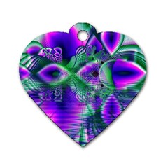 Evening Crystal Primrose, Abstract Night Flowers Dog Tag Heart (Two Sided) from ArtsNow.com Front