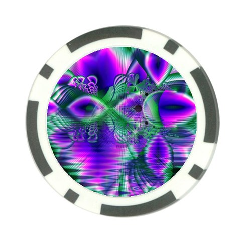 Evening Crystal Primrose, Abstract Night Flowers Poker Chip from ArtsNow.com Front