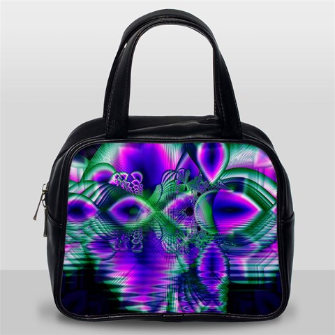 Evening Crystal Primrose, Abstract Night Flowers Classic Handbag (One Side) from ArtsNow.com Front