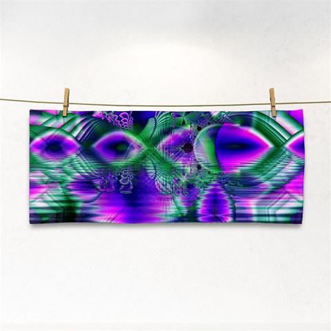 Evening Crystal Primrose, Abstract Night Flowers Hand Towel from ArtsNow.com Front