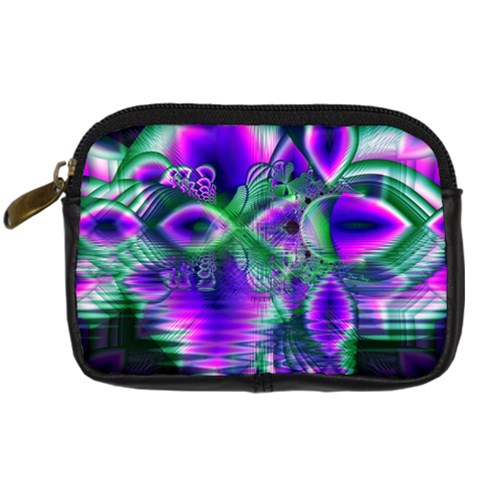 Evening Crystal Primrose, Abstract Night Flowers Digital Camera Leather Case from ArtsNow.com Front