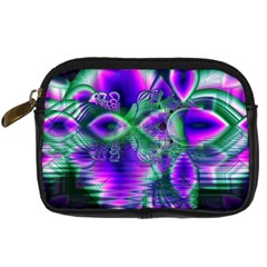 Evening Crystal Primrose, Abstract Night Flowers Digital Camera Leather Case from ArtsNow.com Front