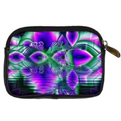 Evening Crystal Primrose, Abstract Night Flowers Digital Camera Leather Case from ArtsNow.com Back