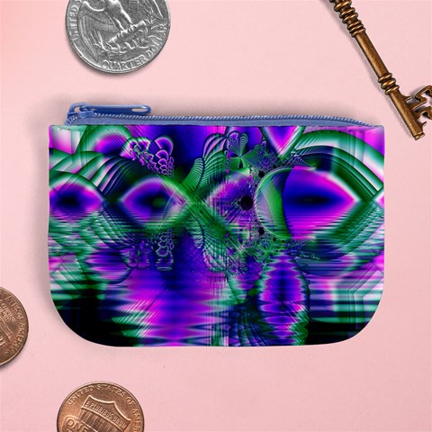 Evening Crystal Primrose, Abstract Night Flowers Coin Change Purse from ArtsNow.com Front