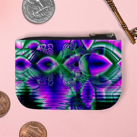 Evening Crystal Primrose, Abstract Night Flowers Coin Change Purse from ArtsNow.com Back