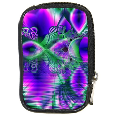 Evening Crystal Primrose, Abstract Night Flowers Compact Camera Leather Case from ArtsNow.com Front