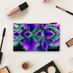 Evening Crystal Primrose, Abstract Night Flowers Cosmetic Bag (Small) from ArtsNow.com Back