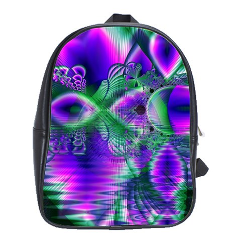 Evening Crystal Primrose, Abstract Night Flowers School Bag (Large) from ArtsNow.com Front