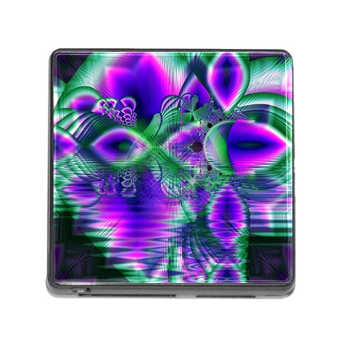 Evening Crystal Primrose, Abstract Night Flowers Memory Card Reader with Storage (Square) from ArtsNow.com Front