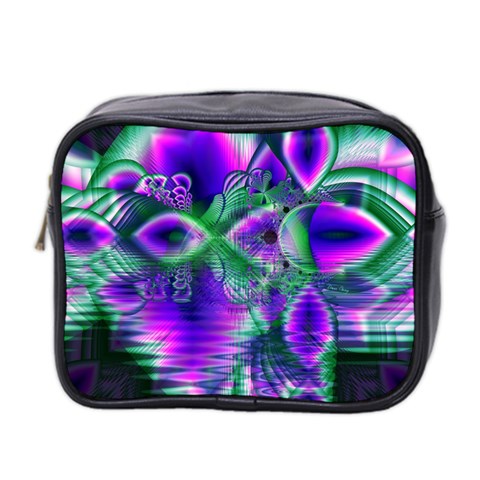 Evening Crystal Primrose, Abstract Night Flowers Mini Travel Toiletry Bag (Two Sides) from ArtsNow.com Front