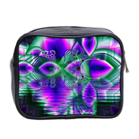 Evening Crystal Primrose, Abstract Night Flowers Mini Travel Toiletry Bag (Two Sides) from ArtsNow.com Back