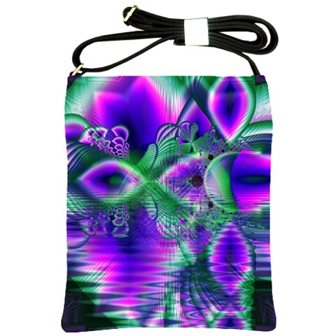 Evening Crystal Primrose, Abstract Night Flowers Shoulder Sling Bag from ArtsNow.com Front