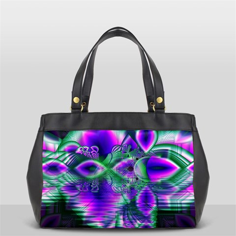 Evening Crystal Primrose, Abstract Night Flowers Oversize Office Handbag (One Side) from ArtsNow.com Front