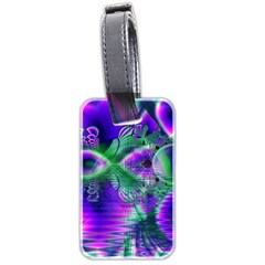 Evening Crystal Primrose, Abstract Night Flowers Luggage Tag (Two Sides) from ArtsNow.com Back