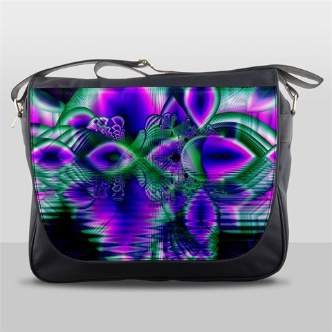 Evening Crystal Primrose, Abstract Night Flowers Messenger Bag from ArtsNow.com Front