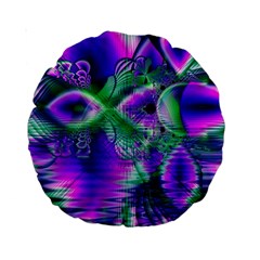 Evening Crystal Primrose, Abstract Night Flowers 15  Premium Round Cushion  from ArtsNow.com Back