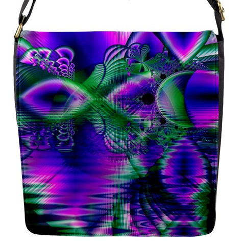 Evening Crystal Primrose, Abstract Night Flowers Flap Closure Messenger Bag (Small) from ArtsNow.com Front