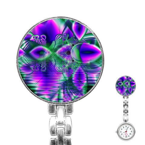 Evening Crystal Primrose, Abstract Night Flowers Stainless Steel Nurses Watch from ArtsNow.com Front