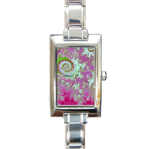 Raspberry Lime Surprise, Abstract Sea Garden  Rectangular Italian Charm Watch from ArtsNow.com Front