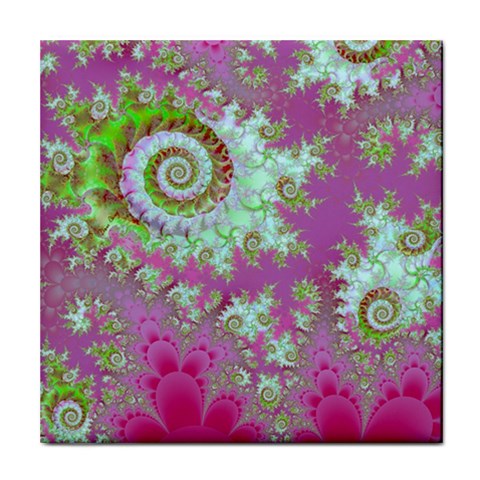 Raspberry Lime Surprise, Abstract Sea Garden  Ceramic Tile from ArtsNow.com Front