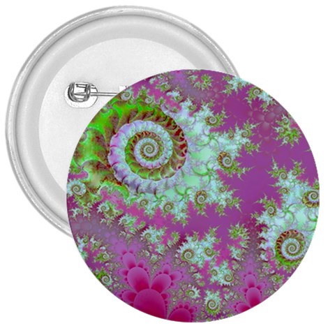 Raspberry Lime Surprise, Abstract Sea Garden  3  Button from ArtsNow.com Front