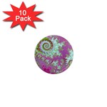 Raspberry Lime Surprise, Abstract Sea Garden  1  Mini Button Magnet (10 pack)