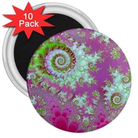 Raspberry Lime Surprise, Abstract Sea Garden  3  Button Magnet (10 pack) from ArtsNow.com Front