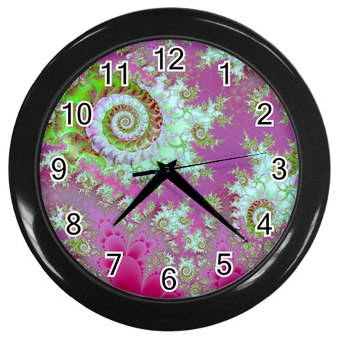 Raspberry Lime Surprise, Abstract Sea Garden  Wall Clock (Black) from ArtsNow.com Front