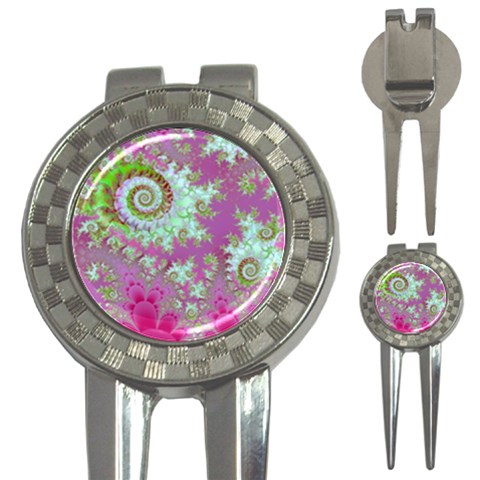 Raspberry Lime Surprise, Abstract Sea Garden  Golf Pitchfork & Ball Marker from ArtsNow.com Front