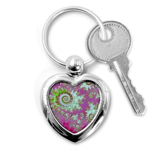 Raspberry Lime Surprise, Abstract Sea Garden  Key Chain (Heart) from ArtsNow.com Front