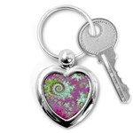 Raspberry Lime Surprise, Abstract Sea Garden  Key Chain (Heart)