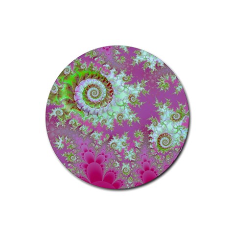 Raspberry Lime Surprise, Abstract Sea Garden  Drink Coaster (Round) from ArtsNow.com Front