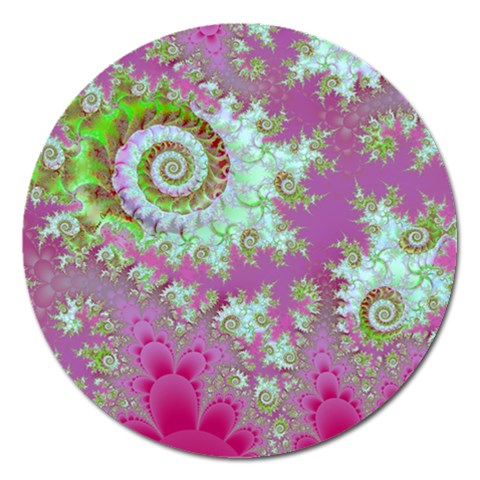 Raspberry Lime Surprise, Abstract Sea Garden  Magnet 5  (Round) from ArtsNow.com Front