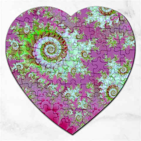 Raspberry Lime Surprise, Abstract Sea Garden  Jigsaw Puzzle (Heart) from ArtsNow.com Front