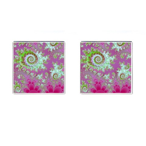 Raspberry Lime Surprise, Abstract Sea Garden  Cufflinks (Square) from ArtsNow.com Front(Pair)