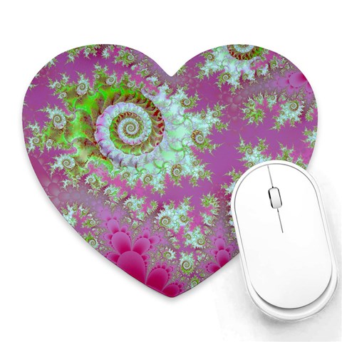 Raspberry Lime Surprise, Abstract Sea Garden  Mouse Pad (Heart) from ArtsNow.com Front