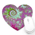 Raspberry Lime Surprise, Abstract Sea Garden  Mouse Pad (Heart)