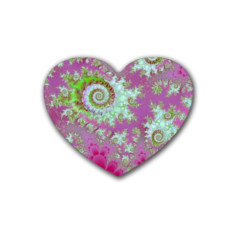 Raspberry Lime Surprise, Abstract Sea Garden  Drink Coasters (Heart) from ArtsNow.com Front