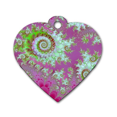 Raspberry Lime Surprise, Abstract Sea Garden  Dog Tag Heart (One Sided)  from ArtsNow.com Front