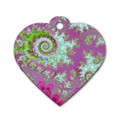 Raspberry Lime Surprise, Abstract Sea Garden  Dog Tag Heart (Two Sided) from ArtsNow.com Front