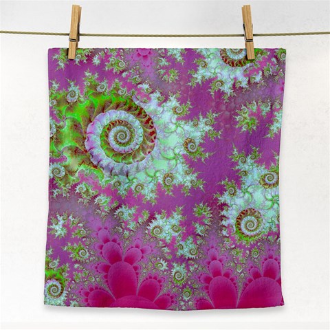 Raspberry Lime Surprise, Abstract Sea Garden  Face Towel from ArtsNow.com Front