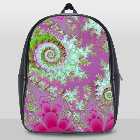 Raspberry Lime Surprise, Abstract Sea Garden  School Bag (Large) from ArtsNow.com Front