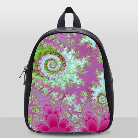 Raspberry Lime Surprise, Abstract Sea Garden  School Bag (Small) from ArtsNow.com Front