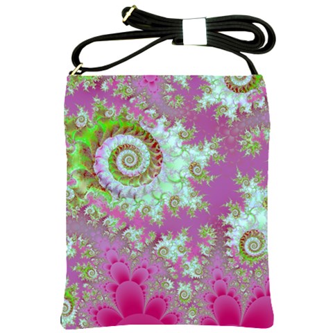 Raspberry Lime Surprise, Abstract Sea Garden  Shoulder Sling Bag from ArtsNow.com Front