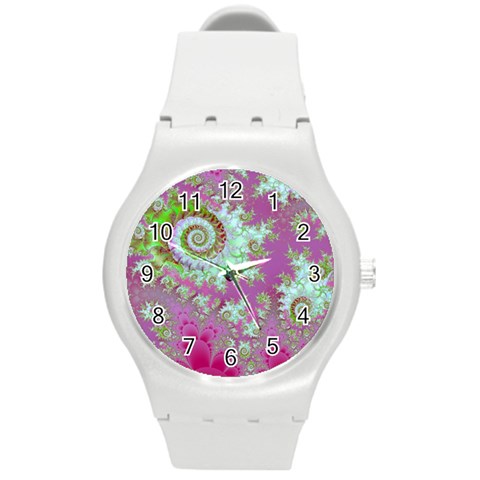 Raspberry Lime Surprise, Abstract Sea Garden  Plastic Sport Watch (Medium) from ArtsNow.com Front