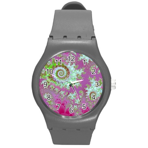 Raspberry Lime Surprise, Abstract Sea Garden  Plastic Sport Watch (Medium) from ArtsNow.com Front