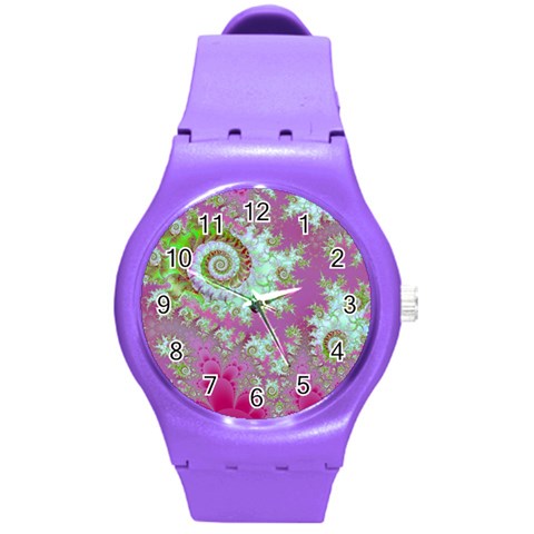 Raspberry Lime Surprise, Abstract Sea Garden  Plastic Sport Watch (Medium) from ArtsNow.com Front