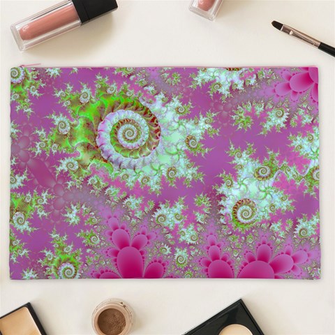 Raspberry Lime Surprise, Abstract Sea Garden  Cosmetic Bag (XXL) from ArtsNow.com Front