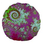 Raspberry Lime Surprise, Abstract Sea Garden  18  Premium Round Cushion 