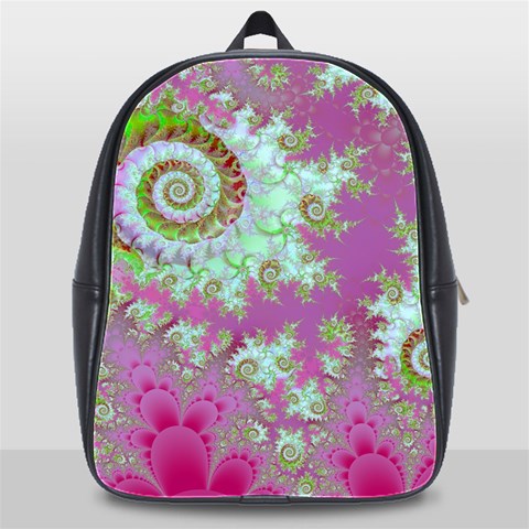 Raspberry Lime Surprise, Abstract Sea Garden  School Bag (XL) from ArtsNow.com Front